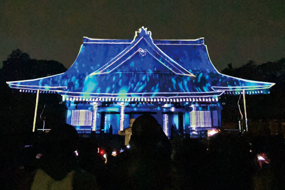 法多山でプロジェクションマッピングの様子